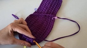 Тапочки для взрослых из шнура узором "пышный столбик"