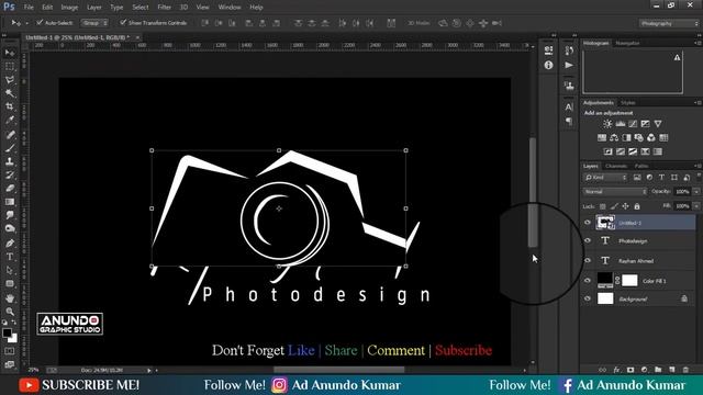 How to Quickly Design simple photography Logo - Adobe photoshop CC tutorial By Anundo Graphic Studi смотреть онлайн