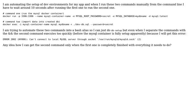 DevOps & SysAdmins: Is there a way to make these two docker bash commands execute synchronously? смотреть онлайн