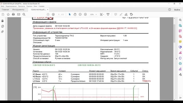 Термоиндикатор ТИ-2. Многоразовый с PDF-отчетом. смотреть онлайн