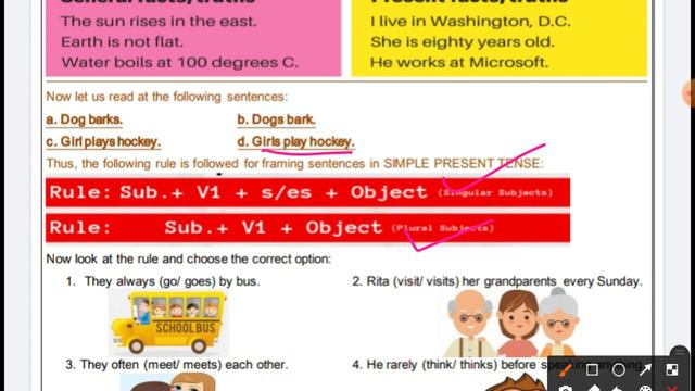 6th class English worksheet 38 Monday 22 February 2021 DOE Delhi simple present tense rules example смотреть онлайн
