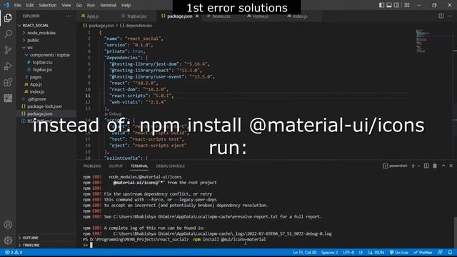 npm ERR! peer react@"^16.8.0 || ^17.0.0" || mui icon not working in React || 100% solved смотреть онлайн
