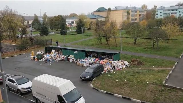 Ситуация с вывозом мусора в п.Щапово д.56. смотреть онлайн