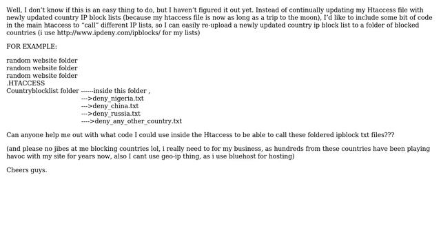 Webmasters: How to make Htaccess file call external IP block lists? смотреть онлайн