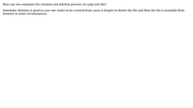Unix & Linux: Automating a php-info file creation and deletion process смотреть онлайн