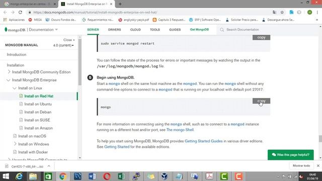Réplica De MongoDB En Tres Maquina Virtuales Centos
