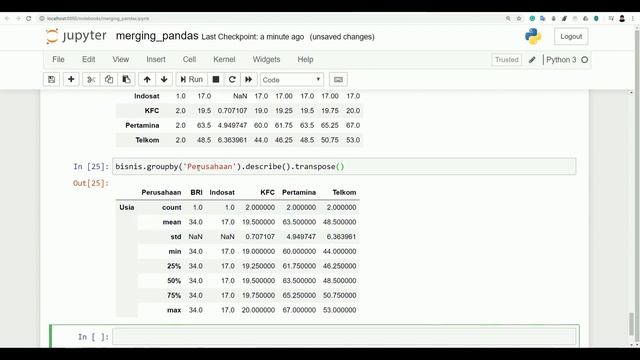 Mengelompokkan Beberapa Tabel di Pandas Python #32 - Belajar Python Untuk AI & Data Science смотреть онлайн