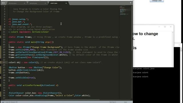 Java program to Create a Color Dialog Box смотреть онлайн