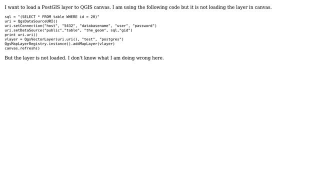 GIS: Load PostGIS layer/table to QGIS canvas using Python смотреть онлайн