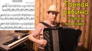 Тонкая рябина в простейшем виде и с терциями. Разбор на баяне от Котова Александра.