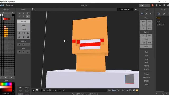 Сделал первую модельку в Magica_Voxel. Получилось что то вроде шеф-повара. смотреть онлайн