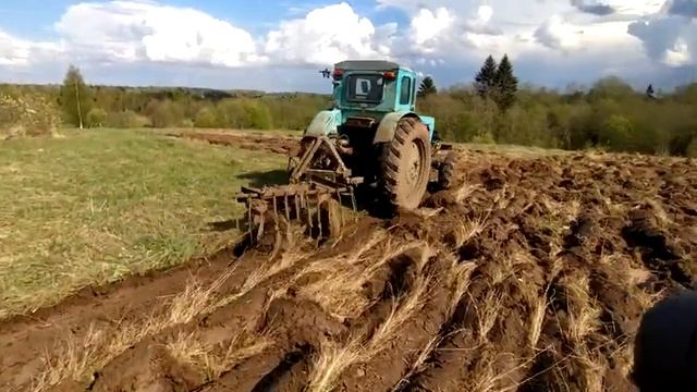 Распашка целины трактором Т-40АМ с плугом плн 2-35 под засев гречихи . 11 . смотреть онлайн