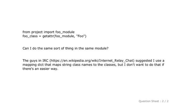 PYTHON : Get Python class object from class name string in the same module смотреть онлайн