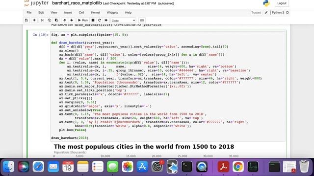 Create a bar chart race using only MatPlotLib and Pandas! смотреть онлайн