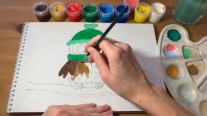 СОВА ЗИМНИЙ РИСУНОК/ УРОК РИСОВАНИЯ ДЛЯ ДЕТЕЙ/ РИСУЕМ ГУАШЬЮ