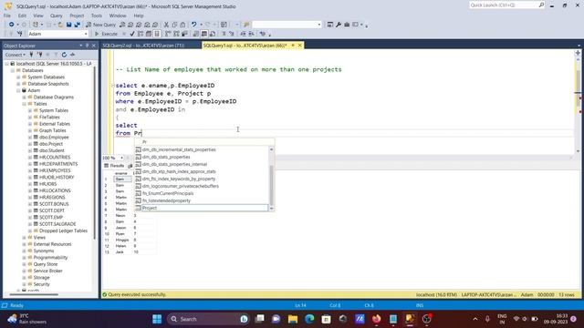 list the employees that work on more than 1 project in sql server смотреть онлайн
