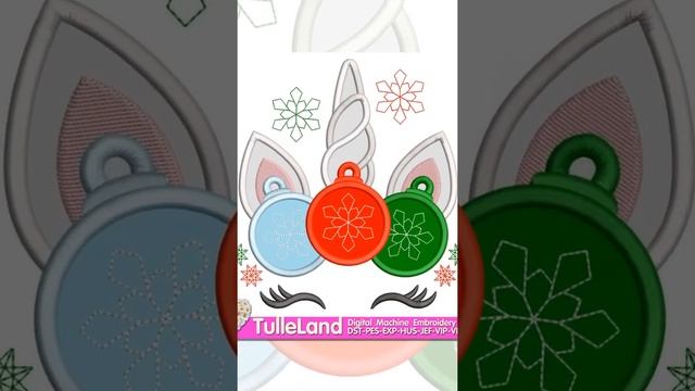 Christmas Snowflake Unicorn design applique for Machine Embroidery смотреть онлайн
