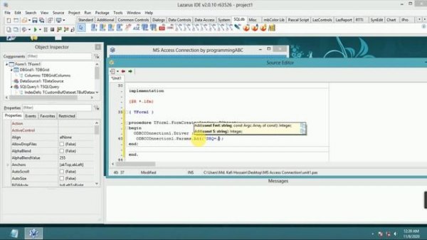 Free Pascal (Lazarus IDE) : MS Access Database connection