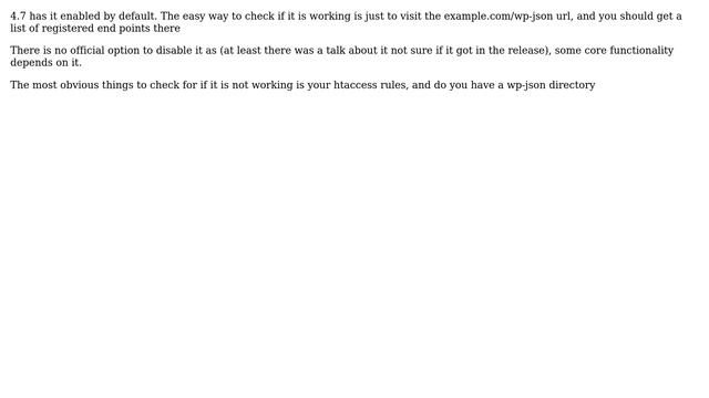 Wordpress: Is the Wordpress REST API installed and enabled in a vanilla Wordpress 4.7 installation? смотреть онлайн