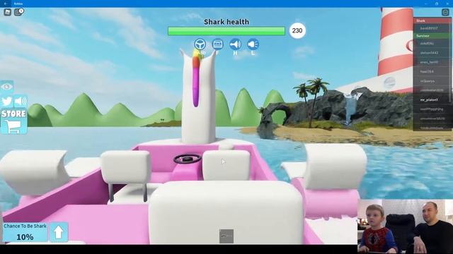 РОБЛОКС симулятор АКУЛА ROBLOX на РУССКОМ Мистер Платон и Папа sharkbite смотреть онлайн