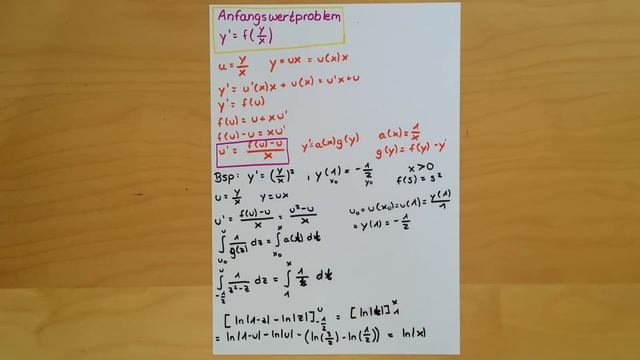 y'=f(y/x) (Anfangswertproblem) смотреть онлайн