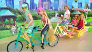 Тандемный велосипед для кукол Барби