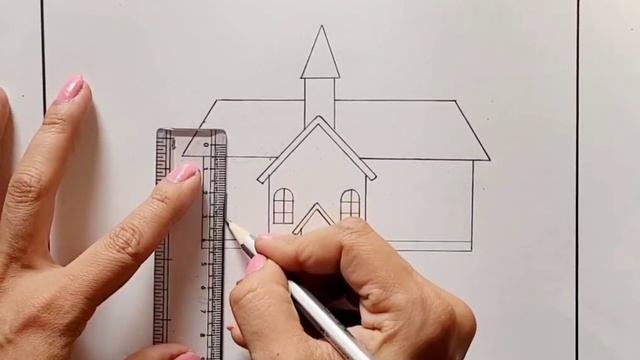 Church Drawing | How to Draw a Church | Church Drawing easy steps смотреть онлайн