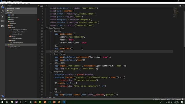 Curso de Node.js - Como configurar sessões #39 смотреть онлайн