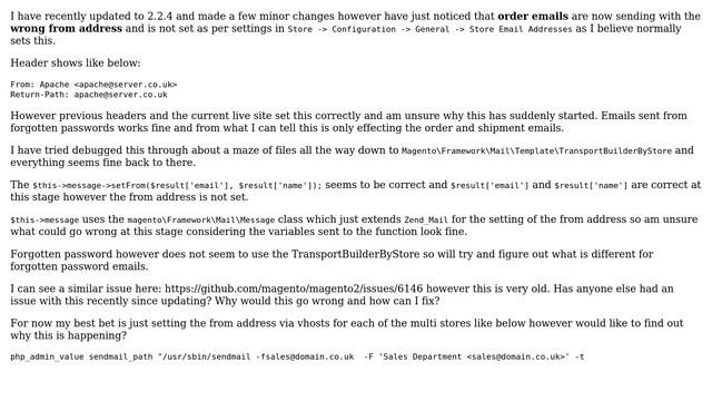 Magento: Magento 2 Order / Shipment Emails From Address Suddenly Apache / apache@localhost смотреть онлайн