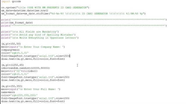 Identity Card Generator with QR code using Python - CODE WITH NM смотреть онлайн