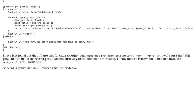 Wordpress: Function causes edit_post_link to link to the wrong post смотреть онлайн