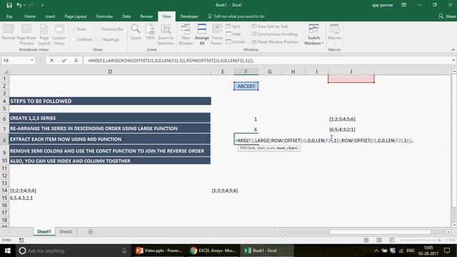 Learn MS Excel - Video 378- Arrays- Reverse the text -Mid transpose Conct offset смотреть онлайн