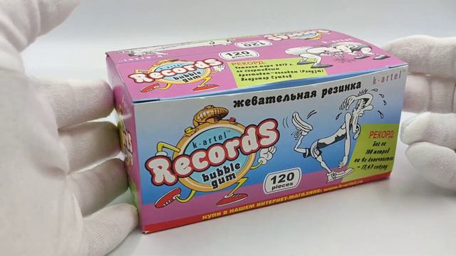 Жевательная резинка RECORDS РЕКОРДЫ (блок 120 шт по 2,5гр) Жевачки тутти-фрутти и мята + вкладыши. смотреть онлайн