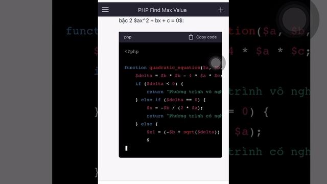 ChatGPT Viết Code Php Giải Phương Trình Bật 2