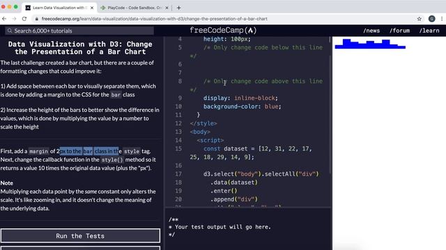 9 - Change the Presentation of a Bar Chart - Data Visualization with D3 - freeCodeCamp Tutorial смотреть онлайн