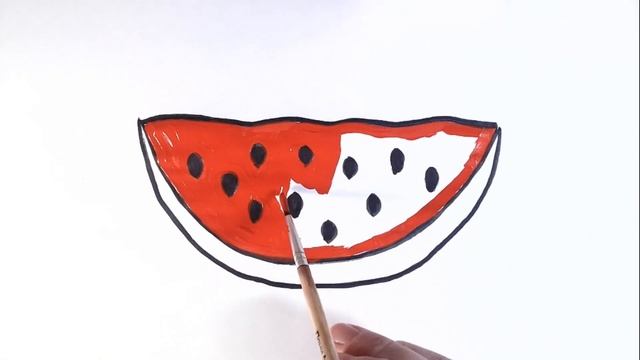 Как нарисовать АРБУЗ/Учим ЦВЕТА/Рисунок раскраска АРБУЗ/How to draw a watermelon смотреть онлайн
