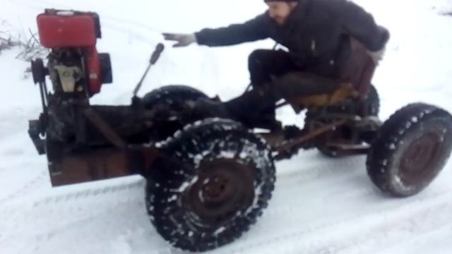 Полноприводный минитрактор переломка 4х4 : первый пробный выезд смотреть онлайн