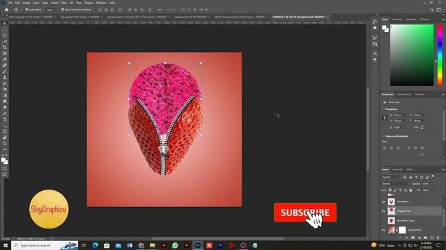 Zip Manipulation with Strawberry & Dragon Fruit #photoshoptutorial #photography #tutorial смотреть онлайн