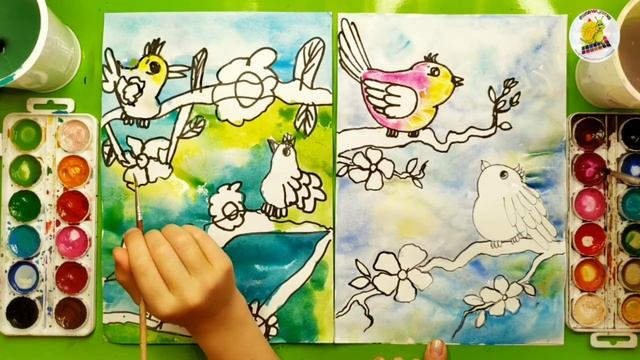 ПТЕНЦЫ НА ВЕТКЕ | КАК РИСОВАТЬ | Уроки рисования для детей 5 лет | Рисуем с Ульяной смотреть онлайн