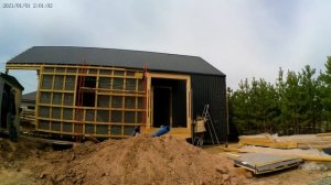 Строительство каркасного Барн хауса  обшивка стен профлистом