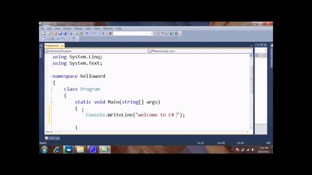 Hello word C# program (visual studio 2010 express edition) смотреть онлайн