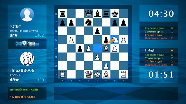 Chess Game Analysis: ilnaz88008 - БСБС : 1-0 (By ChessFriends.com) смотреть онлайн