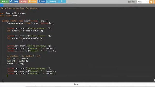 Java Program to Swap Two Numbers смотреть онлайн