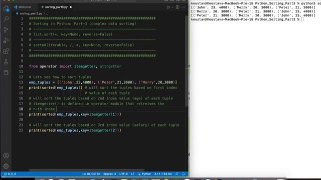 Average Coder | Python | Sorting | Part-3 (complex data sorting) смотреть онлайн