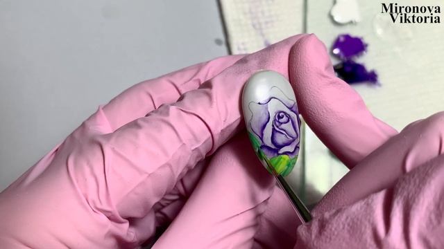 Как нарисовать розу на ногтях. Пошаговый МК. Рисунок гель лаками. смотреть онлайн