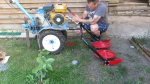 Установка косилки Заря на мотоблок. Заготовка сена