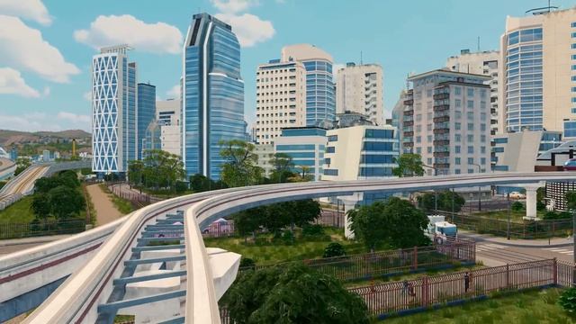 First Person Monorail Ride | Airport Loop - Dream City - Airport Loop | Cities: Skylines смотреть онлайн