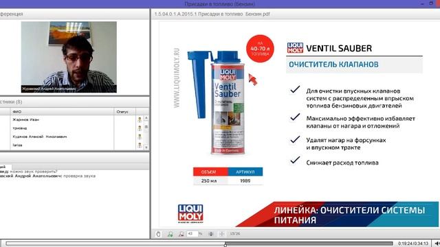 07.2015 Вебинар LIQUI MOLY - Присадки в топливо (бензин) смотреть онлайн