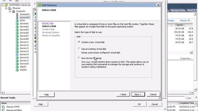 Create a Raw Device Mapping Disk on a Virtual Machine - vSphere 5 Training смотреть онлайн
