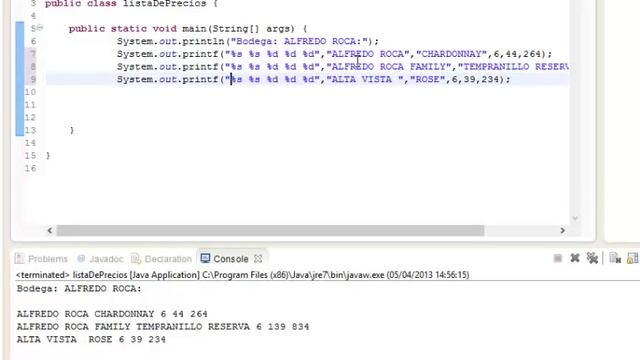 3 - Lista de precios usando printf (Java) смотреть онлайн